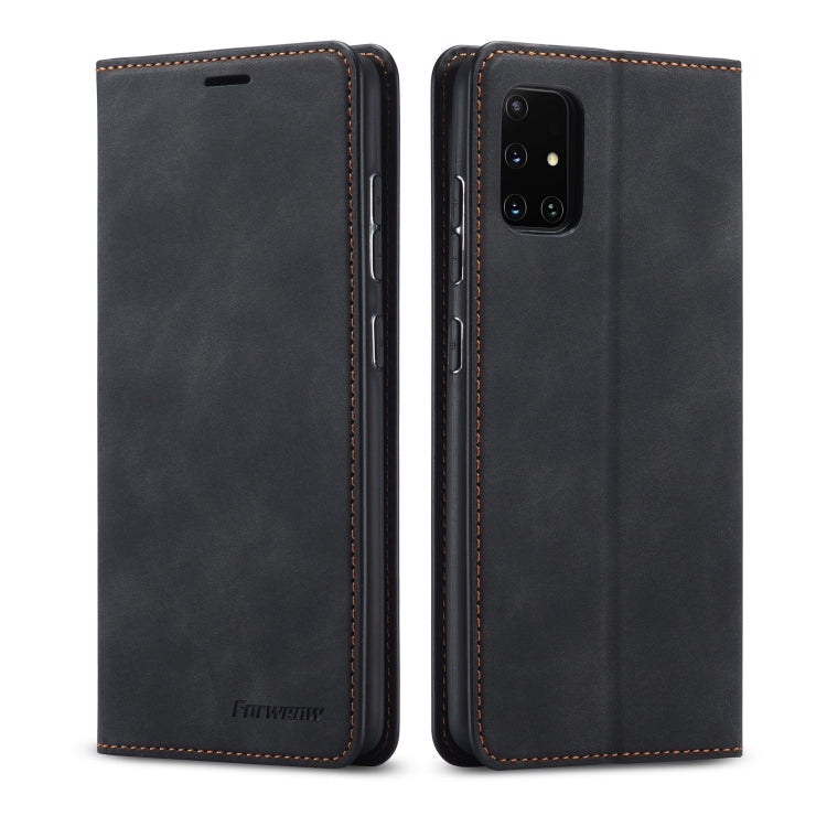 Forwenw Dream Series Oil Edge Strong Magnetism Horizontal Flip Leather Case with Holder & Card Slots & Wallet & Photo Frame, For Galaxy A51, For Galaxy A71, For Xiaomi Redmi Note 8 Pro, For Xiaomi Redmi Note 8, For Galaxy S20, For Galaxy S20 Plus For Galaxy A51 Black
