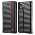 LC.IMEEKE Carbon Fiber PU + TPU Leather Case, For iPhone 14, For iPhone 14 Plus, For iPhone 14 Pro, For iPhone 14 Pro Max For iPhone 14 Vertical Black