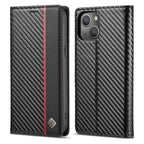 LC.IMEEKE Carbon Fiber PU + TPU Leather Case, For iPhone 14, For iPhone 14 Plus, For iPhone 14 Pro, For iPhone 14 Pro Max For iPhone 14 Vertical Black