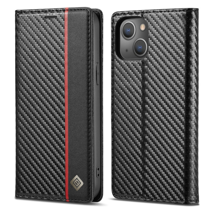 LC.IMEEKE Carbon Fiber PU + TPU Leather Case, For iPhone 14, For iPhone 14 Plus, For iPhone 14 Pro, For iPhone 14 Pro Max For iPhone 14 Vertical Black