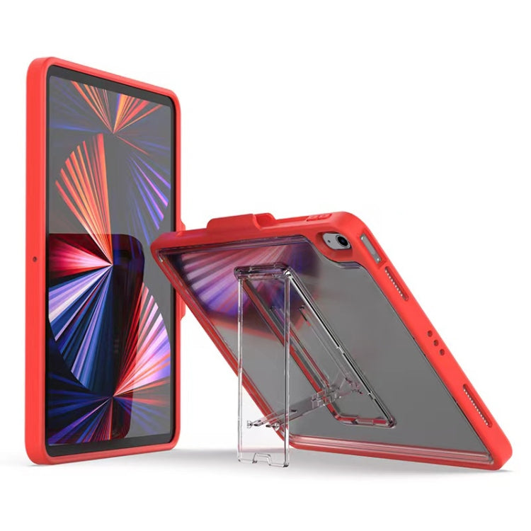 Mutural Transparent Holder Tablet Case, For iPad Air 2022/ 2020 10.9, For iPad Pro 11 / 2021 / 2020 / 2018, For iPad 10.2 2021 / 2020 / 2019 / 10.5 For iPad Air 2022 2020 10.9 Red