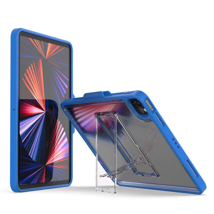 Mutural Transparent Holder Tablet Case – Kickstand, TPU, For iPad Air 2022/ 2020 10.9, For iPad Pro 11 / 2021 / 2020 / 2018, For iPad 10.2 2021 / 2020 / 2019 / 10.5 For iPad Pro 11 2021 2020 2018 Blue