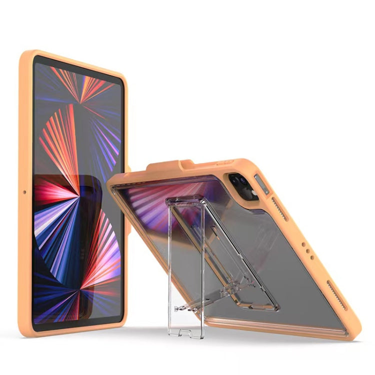 Mutural Transparent Holder Tablet Case – Kickstand, TPU, For iPad Air 2022/ 2020 10.9, For iPad Pro 11 / 2021 / 2020 / 2018, For iPad 10.2 2021 / 2020 / 2019 / 10.5 For iPad Pro 11 2021 2020 2018 Orange