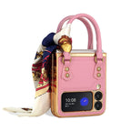GKK Handbag Design Leather + PC Phone Case, For Samsung Galaxy Z Flip3 5G For Samsung Galaxy Z Flip3 5G Pink