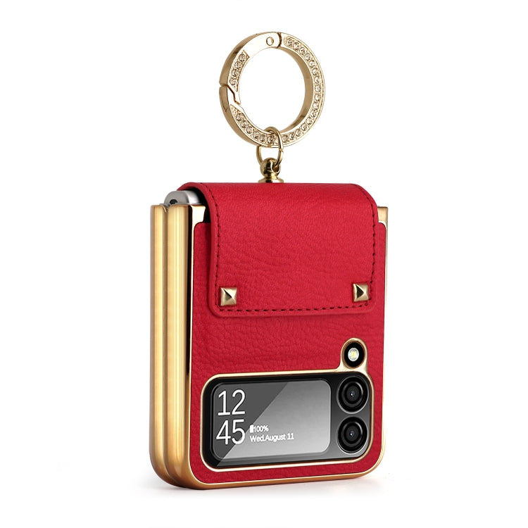 GKK Colorful PU Phone Case with Ring Holder, For Samsung Galaxy Z Flip4 5G, For Samsung Galaxy Z Flip3 5G For Samsung Galaxy Z Flip4 5G Red