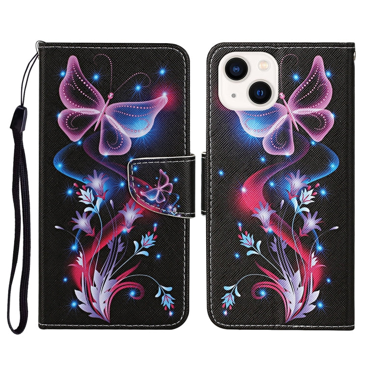 Phone Case – Leather (iPhone 14) #21 For iPhone 14 Fluorescent Butterfly