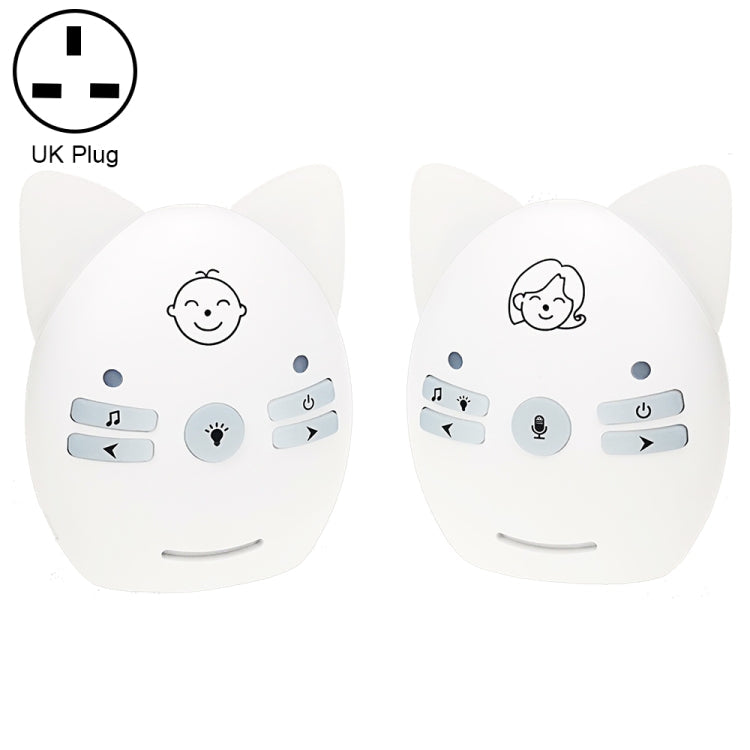 Wireless Audio Baby Monitor Support Voice Monitoring + Intercom + Night Light without Battery, US Plug, UK Plug, EU Plug, AU Plug – Durable Build, Easy to Use UK Plug White