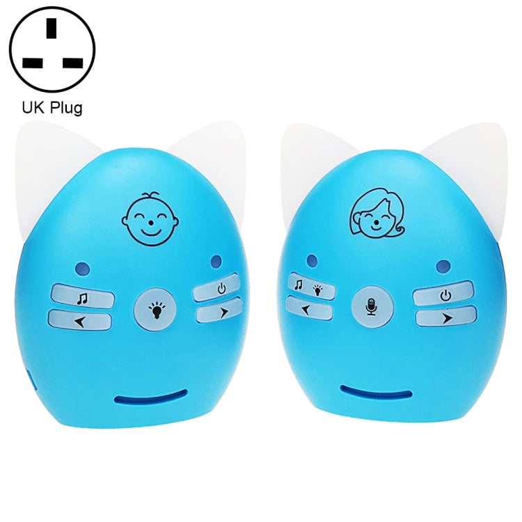 Wireless Audio Baby Monitor Support Voice Monitoring + Intercom + Night Light without Battery, US Plug, UK Plug, EU Plug, AU Plug – Durable Build, Easy to Use UK Plug Blue