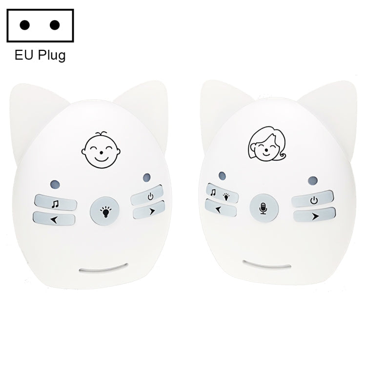 Wireless Audio Baby Monitor Support Voice Monitoring + Intercom + Night Light without Battery, US Plug, UK Plug, EU Plug, AU Plug – Durable Build, Easy to Use EU Plug White