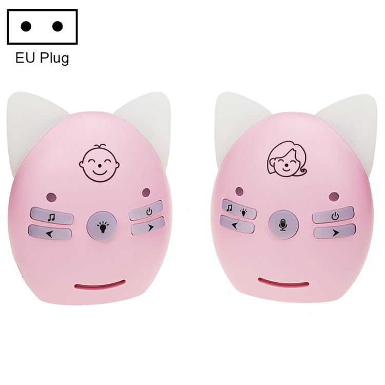 Wireless Audio Baby Monitor Support Voice Monitoring + Intercom + Night Light without Battery, US Plug, UK Plug, EU Plug, AU Plug – Durable Build, Easy to Use EU Plug Pink