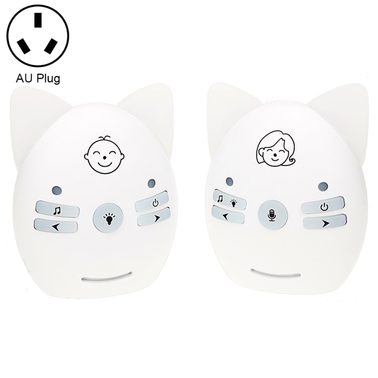 Wireless Audio Baby Monitor Support Voice Monitoring + Intercom + Night Light without Battery, US Plug, UK Plug, EU Plug, AU Plug – Durable Build, Easy to Use AU Plug White