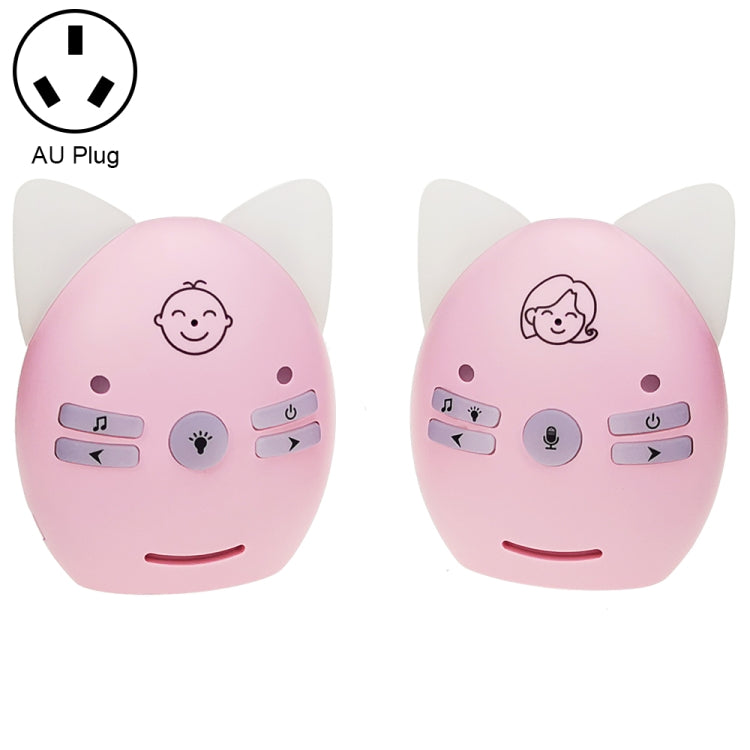Wireless Audio Baby Monitor Support Voice Monitoring + Intercom + Night Light without Battery, US Plug, UK Plug, EU Plug, AU Plug – Durable Build, Easy to Use AU Plug Pink