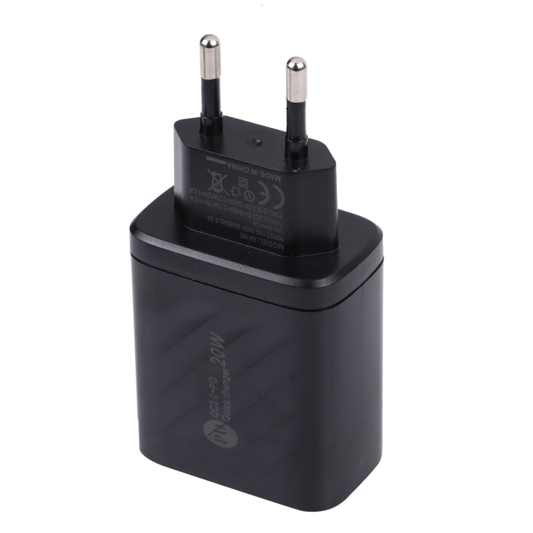AR-892 3 in 1 QC3.0 PD20W USB + USB-C / Type-C Wall Travel Charger, EU Plug, UK Plug – TPU