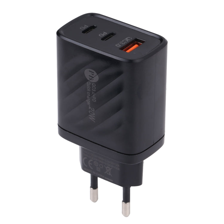 AR-892 3 in 1 QC3.0 PD20W USB + USB-C / Type-C Wall Travel Charger, EU Plug, UK Plug – TPU