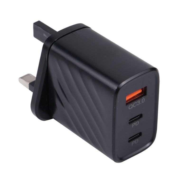 AR-892 3 in 1 QC3.0 PD20W USB + USB-C / Type-C Wall Travel Charger, EU Plug, UK Plug – TPU UK Plug Black