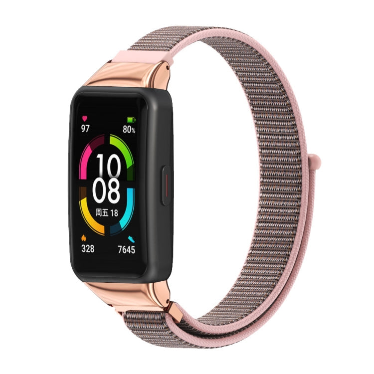 Watch Band – Braided Nylon (Huawei Band 6) For Huawei Band 6 Honor Band 6 Pink Sand Rose Gold