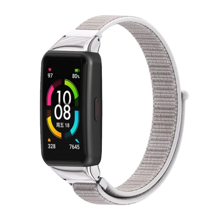 Watch Band – Braided Nylon (Huawei Band 6) For Huawei Band 6 Honor Band 6 Sea Shell Silver