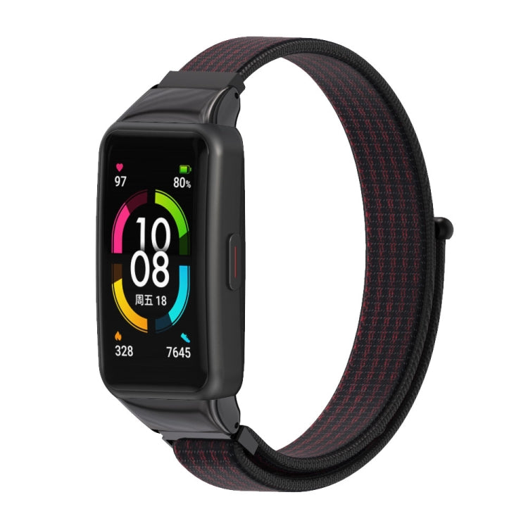 Watch Band – Braided Nylon (Huawei Band 6) For Huawei Band 6 Honor Band 6 Black Red