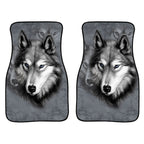 2 in 1 Universal Printing Auto Car Floor Mats Set, Grey Wolf