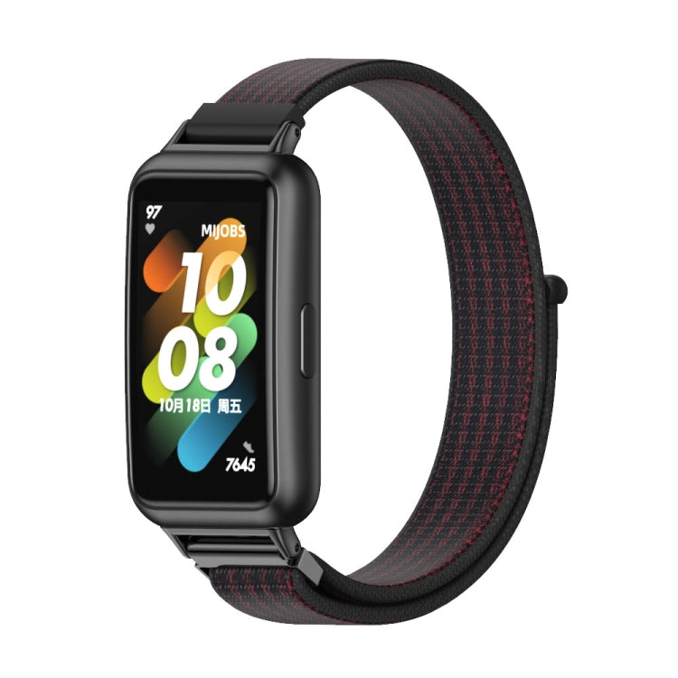 Watch Band – NFC, Braided Nylon (Huawei Band 7) For Huawei Band 7 7 NFC Black Red