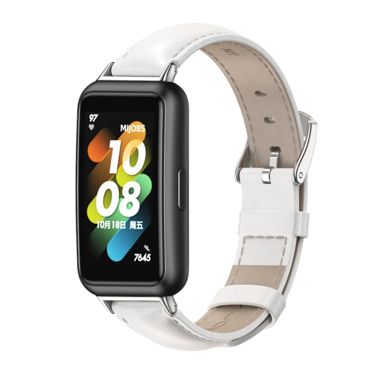 Watch Band – NFC, Leather (Huawei Band 7) For Huawei Band 7 7 NFC White Silver