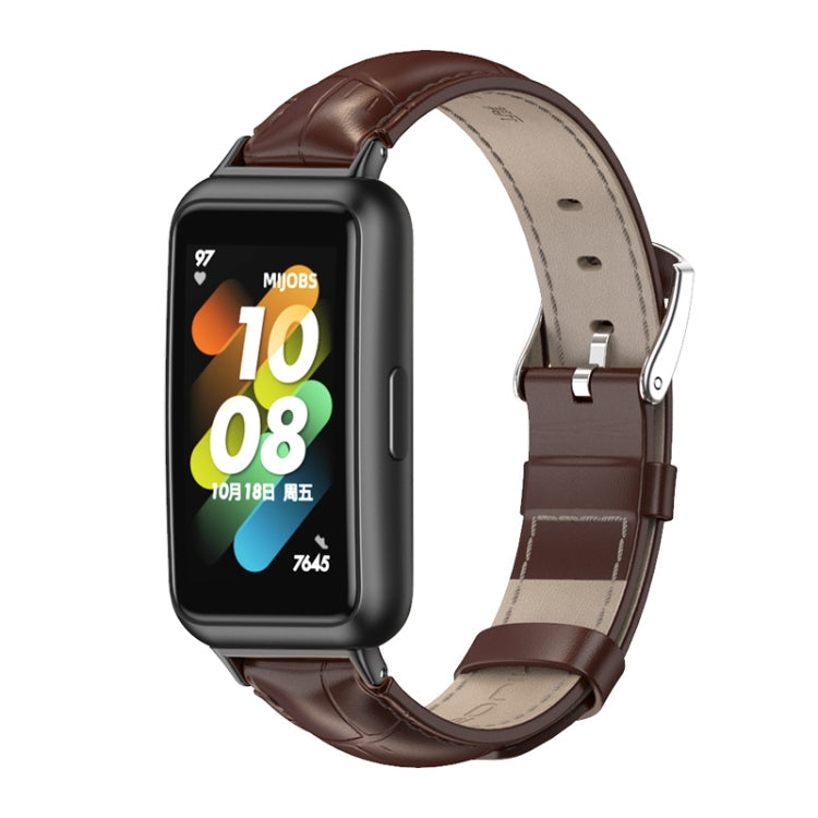 Watch Band – NFC, Leather (Huawei Band 7) For Huawei Band 7 7 NFC Bamboo Joint Coffee Black