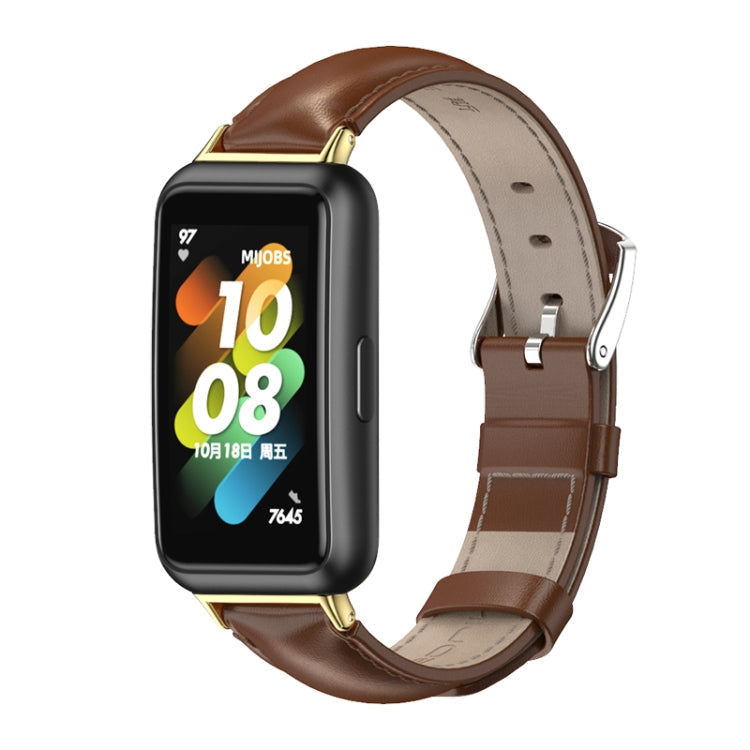 Watch Band – NFC, Leather (Huawei Band 7) For Huawei Band 7 7 NFC Brown Gold