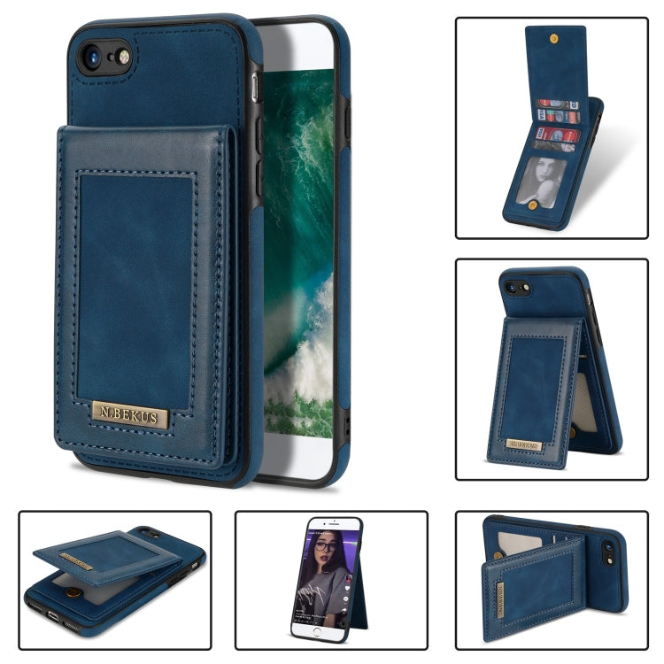N.BEKUS Vertical Flip Card Slot RFID Phone Case, For iPhone SE 2022 / SE 2022 / 8 / 7, For iPhone 8 Plus / 7 Plus, For iPhone 11 Pro Max, For iPhone 11 Pro For iPhone SE 2022 SE 2022 8 7 Blue