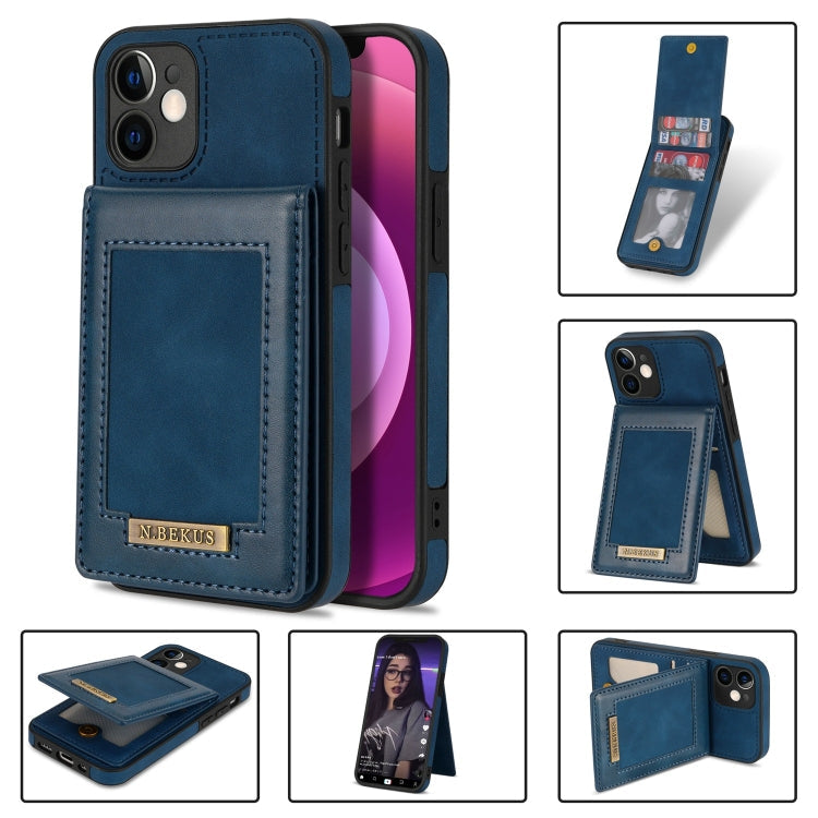 N.BEKUS Vertical Flip Card Slot RFID Phone Case, For iPhone 12 mini, For iPhone 12 Pro, For iPhone 12 Pro Max, For iPhone 13 For iPhone 12 mini Blue