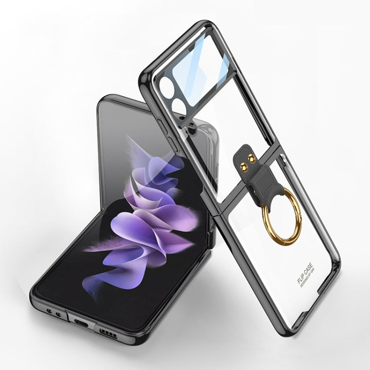 GKK Integrated Electroplating Phone Case with Ring, For Samsung Galaxy Z Flip4 For Samsung Galaxy Z Flip4 Black
