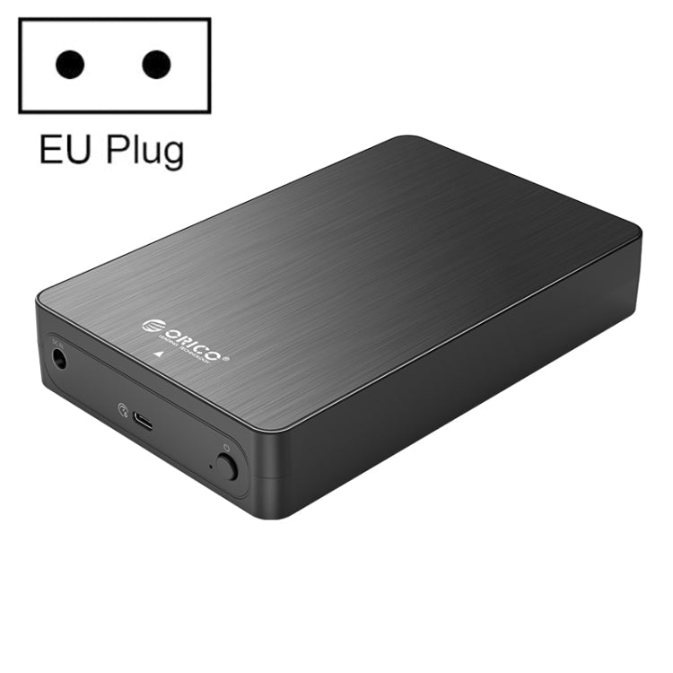 ORICO HM35C3 3.5 inch USB3.1 Gen1 Type-C Hard Drive Enclosure, EU Plug, US Plug, UK Plug, AU Plug – Aluminum Alloy, TPU EU Plug