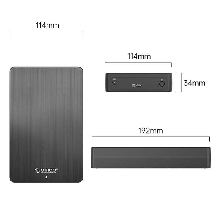 ORICO HM35C3 3.5 inch USB3.1 Gen1 Type-C Hard Drive Enclosure, EU Plug, US Plug, UK Plug, AU Plug – Aluminum Alloy, TPU