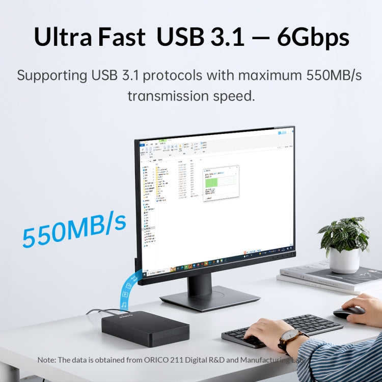 ORICO HM35C3 3.5 inch USB3.1 Gen1 Type-C Hard Drive Enclosure, EU Plug, US Plug, UK Plug, AU Plug – Aluminum Alloy, TPU