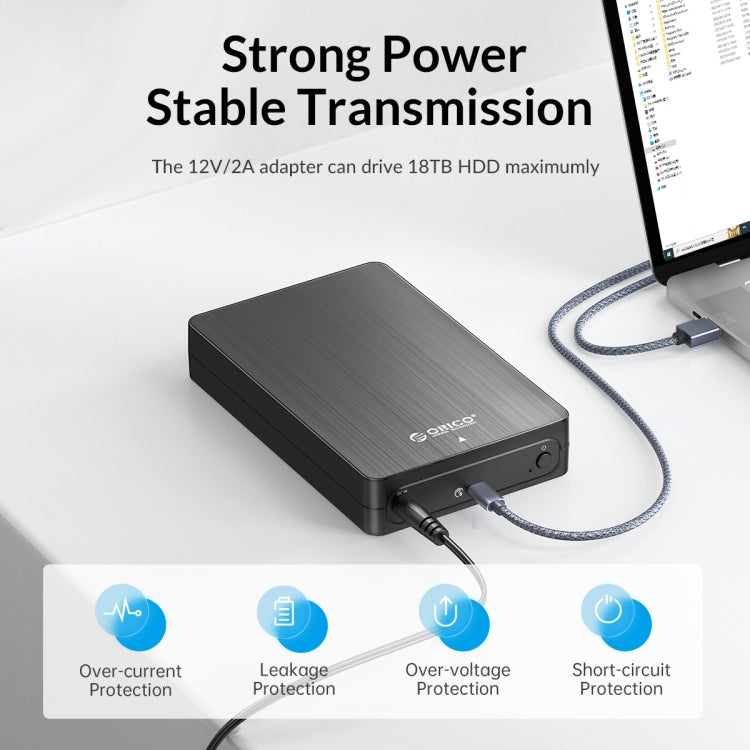ORICO HM35C3 3.5 inch USB3.1 Gen1 Type-C Hard Drive Enclosure, EU Plug, US Plug, UK Plug, AU Plug – Aluminum Alloy, TPU