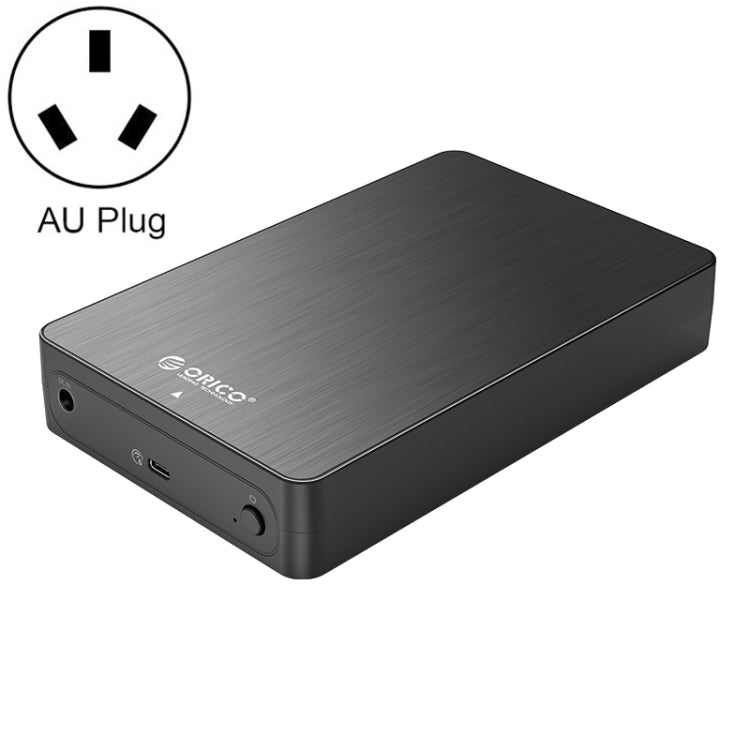 ORICO HM35C3 3.5 inch USB3.1 Gen1 Type-C Hard Drive Enclosure, EU Plug, US Plug, UK Plug, AU Plug – Aluminum Alloy, TPU AU Plug