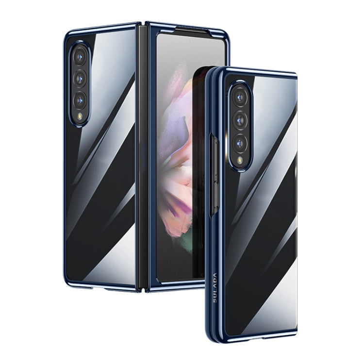 SULADA Shockproof Plating PC Transparent Protective Case, For Samsung Galaxy Z Fold4, For Samsung Galaxy Z Flip4 For Samsung Galaxy Z Fold4 Blue