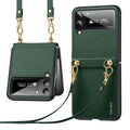 SULADA Litchi Texture Leather + TPU Phone Case with Strap, For Samsung Galaxy Z Flip4 For Samsung Galaxy Z Flip4 Green