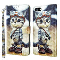 3D Painted Leather Phone Case, For iPhone SE 2022 / SE 2020 / 8 / 7, For iPhone XR, For iPhone 8 Plus / 7 Plus For iPhone SE 2022 SE 2020 8 7 Naughty Cat
