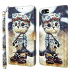 3D Painted Leather Phone Case, For iPhone SE 2022 / SE 2020 / 8 / 7, For iPhone XR, For iPhone 8 Plus / 7 Plus For iPhone SE 2022 SE 2020 8 7 Naughty Cat