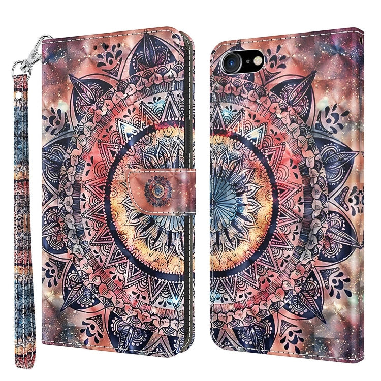 3D Painted Leather Phone Case – Wear-resistant, Card Slot, Leather, For iPhone SE 2022 / SE 2020 / 8 / 7, For iPhone XR, For iPhone 8 Plus / 7 Plus For iPhone SE 2022 SE 2020 8 7 Colorful Mandala