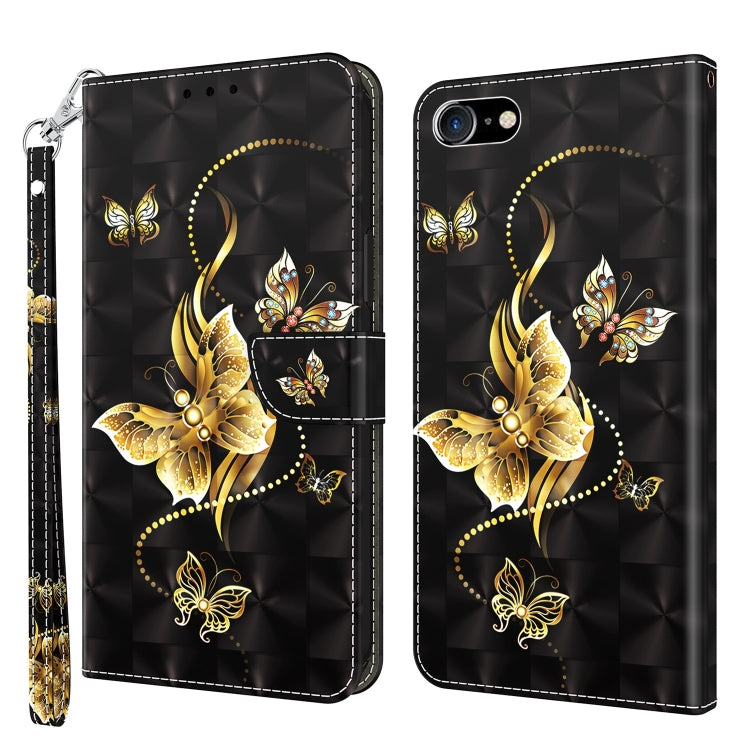 3D Painted Leather Phone Case – Wear-resistant, Card Slot, Leather, For iPhone SE 2022 / SE 2020 / 8 / 7, For iPhone XR, For iPhone 8 Plus / 7 Plus For iPhone SE 2022 SE 2020 8 7 Golden Swallow Butterfly