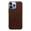 Genuine Leather Ostrich Texture Nano Case, For iPhone 13 Pro, For iPhone 13 Pro Max, For iPhone 13, For iPhone 14 Plus, For iPhone 14 Pro Max, For iPhone 14 Pro For iPhone 13 Pro Coffee