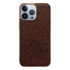 Genuine Leather Ostrich Texture Nano Case, For iPhone 13 Pro, For iPhone 13 Pro Max, For iPhone 13, For iPhone 14 Plus, For iPhone 14 Pro Max, For iPhone 14 Pro For iPhone 13 Pro Coffee