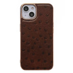 Genuine Leather Ostrich Texture Nano Case, For iPhone 14 For iPhone 14 Coffee