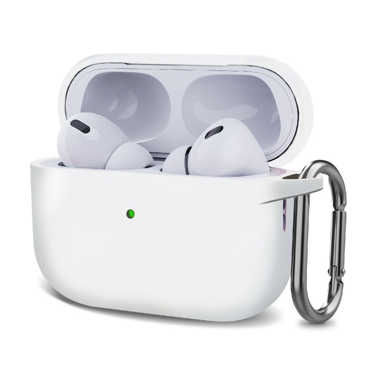 Silicone Thickening Wireless Earphone Protective Case with Hook, For AirPods Pro 2 For AirPods Pro 2 White