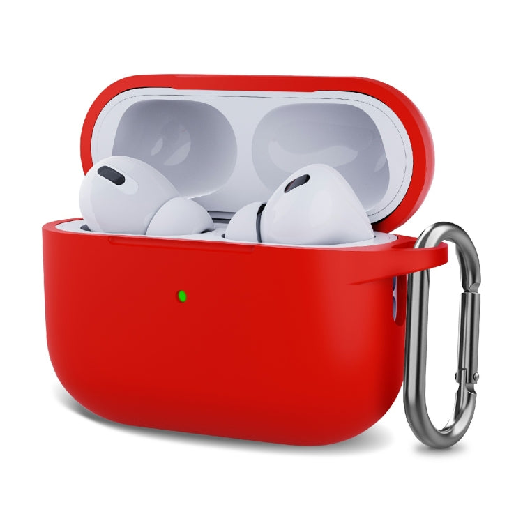 Silicone Thickening Wireless Earphone Protective Case with Hook – Durable Build, Easy to Use, For AirPods Pro 2 For AirPods Pro 2 Red