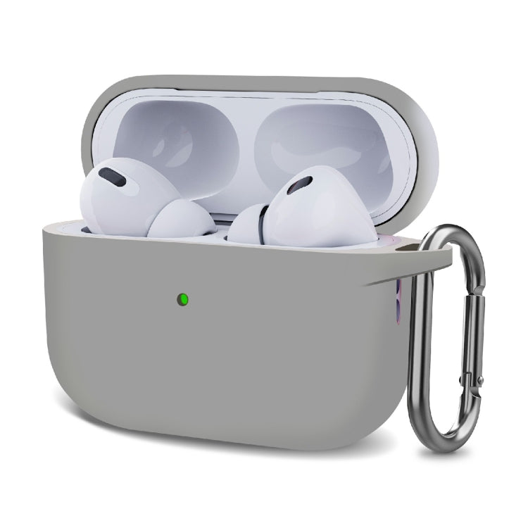 Silicone Thickening Wireless Earphone Protective Case with Hook – Durable Build, Easy to Use, For AirPods Pro 2 For AirPods Pro 2 Light Grey