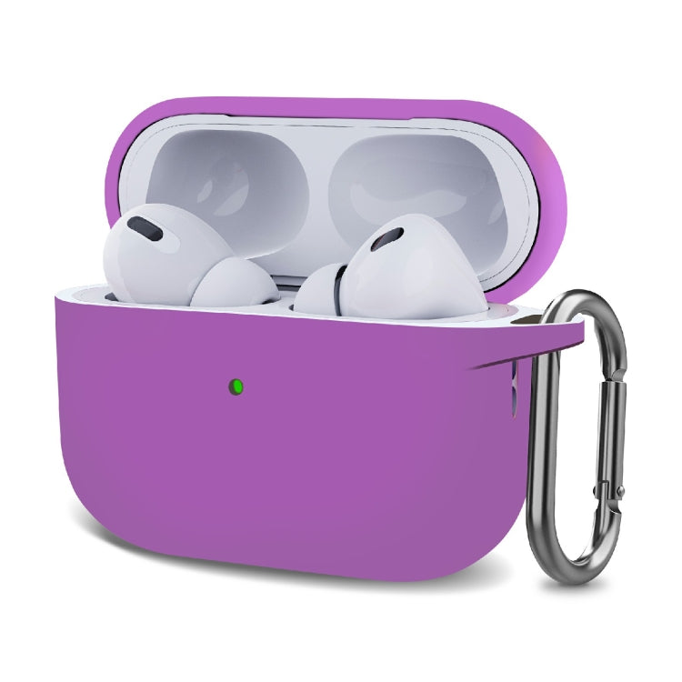 Silicone Thickening Wireless Earphone Protective Case with Hook – Durable Build, Easy to Use, For AirPods Pro 2 For AirPods Pro 2 Purple