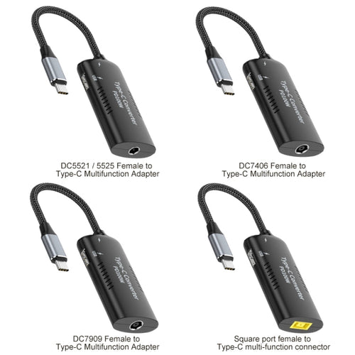 + Type-C + USB Female to Type-C Multifunction Apapter, DC5521 / 5525, DC7406, DC7909, Square Port – TPU