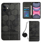 Crossbody Football Texture Magnetic PU Phone Case, For iPhone 11, For iPhone 11 Pro, For iPhone 11 Pro Max, For iPhone 12 For iPhone 11 Black